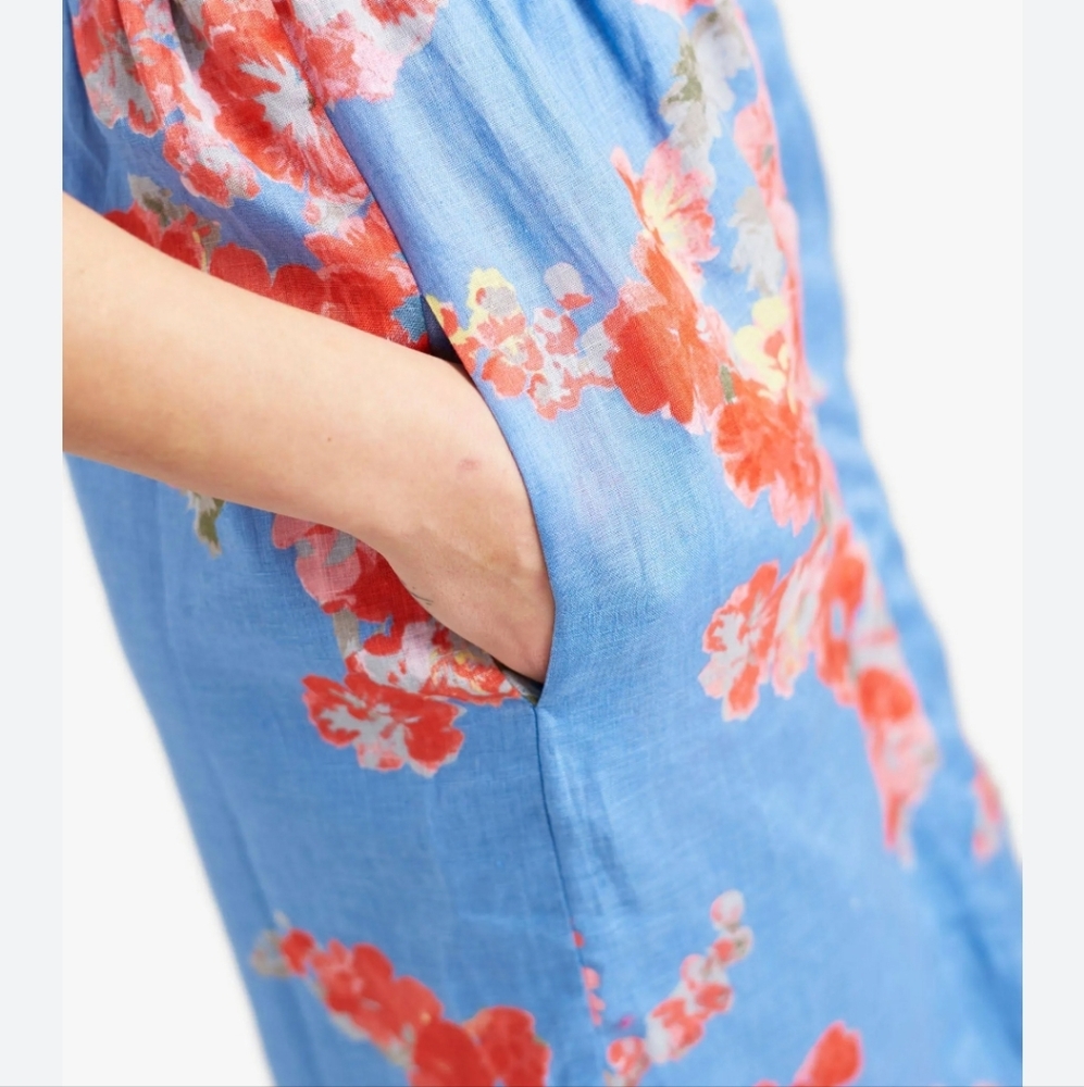 Joules Dresses Joules Lisia flax Linen Blue Floral Dress sz 12 - Picture 2 of 10
